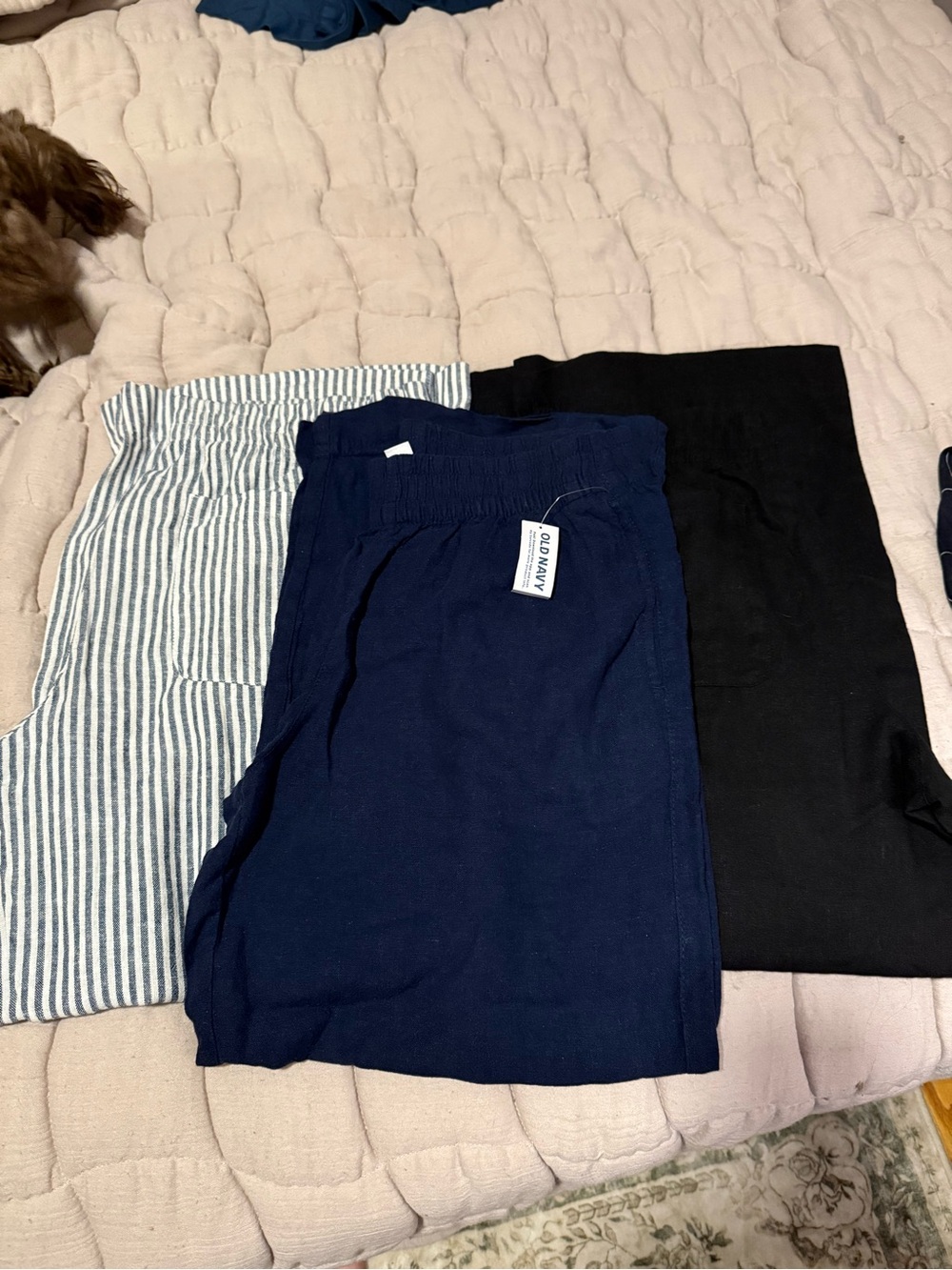 Brand new- Old Navy Dark Blue/ Black and Blue and white striped- Linen Pants